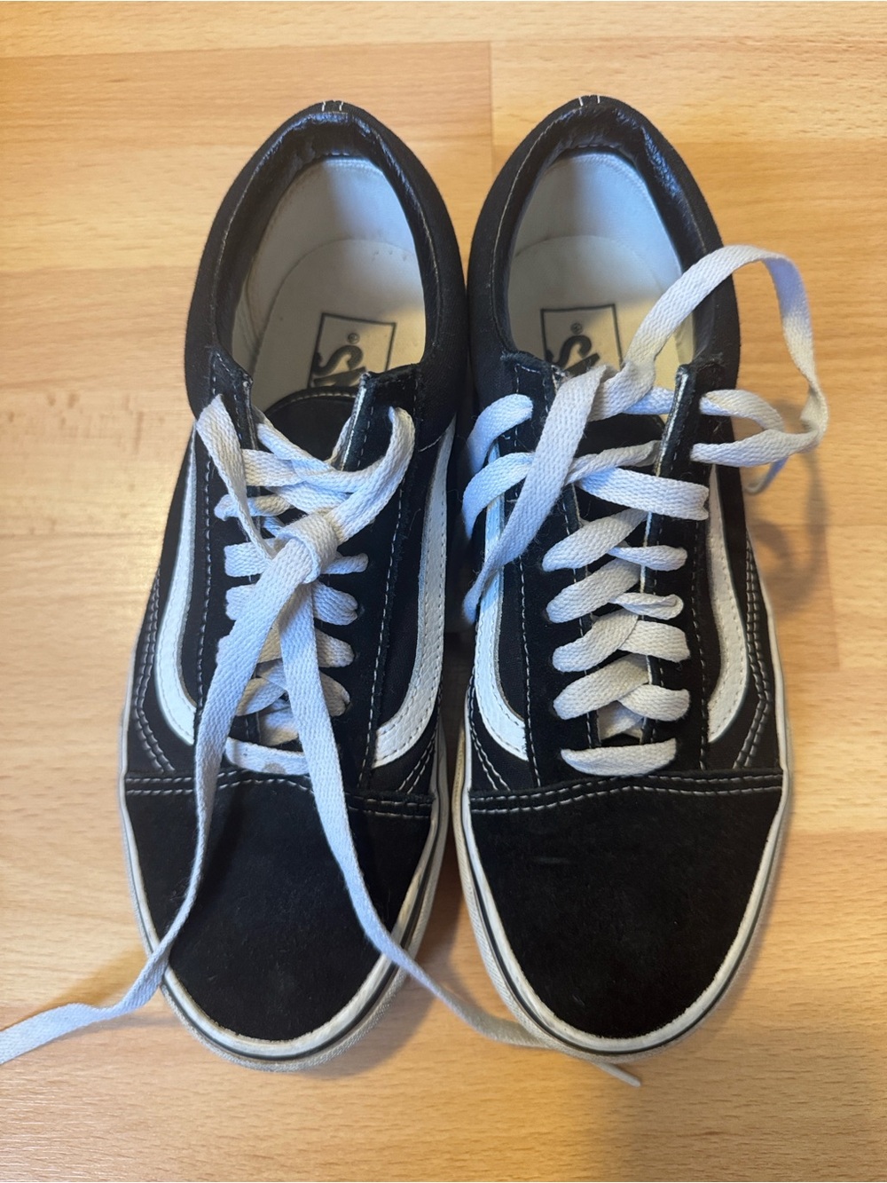 Vans Black and White Old Skool Low Top Sneakers - Picture 2 of 5